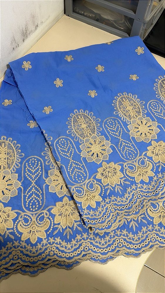 Retalho - Rechilieu Azul Bordado