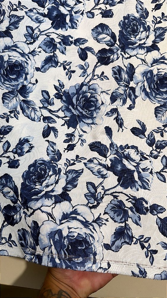 Jacquard Branco com Azul