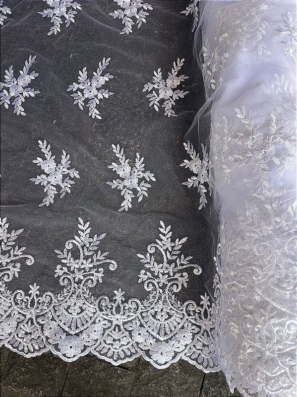 Tule Branco Bordado *PROMOÇÃO*