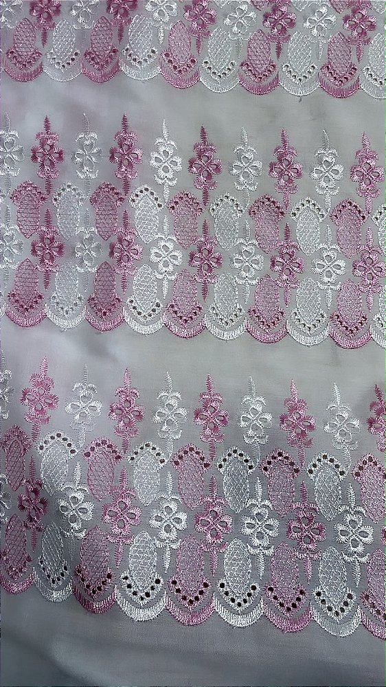Lesse Branco com Rosa Bordado