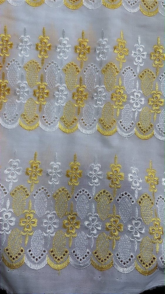 Lesse Branco com Amarelo Bordado