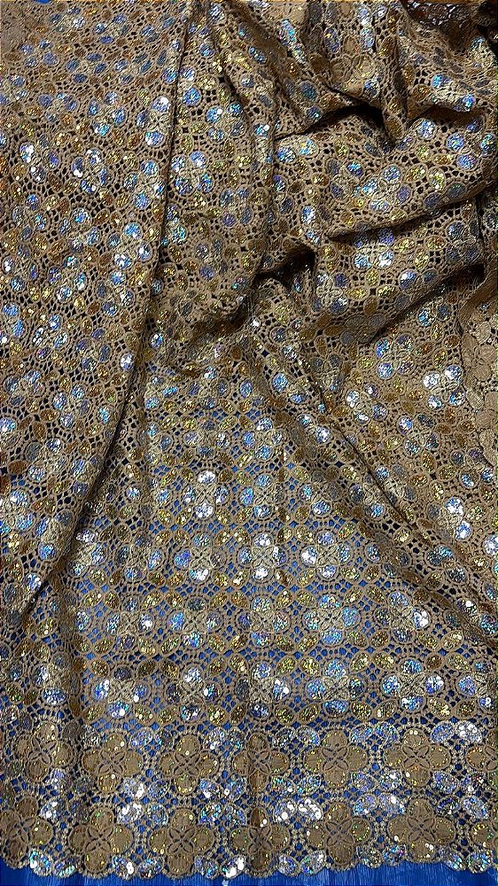 Africano Dourado com Azul Bordado Luxo