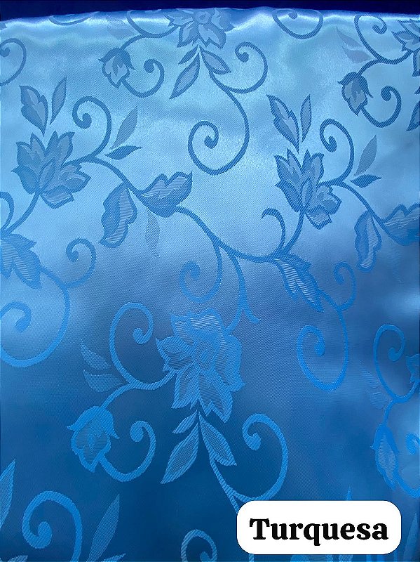 Cetim Azul Turquesa Jacquard