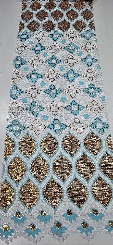 Africano Azul com Dourado Bordado Luxo