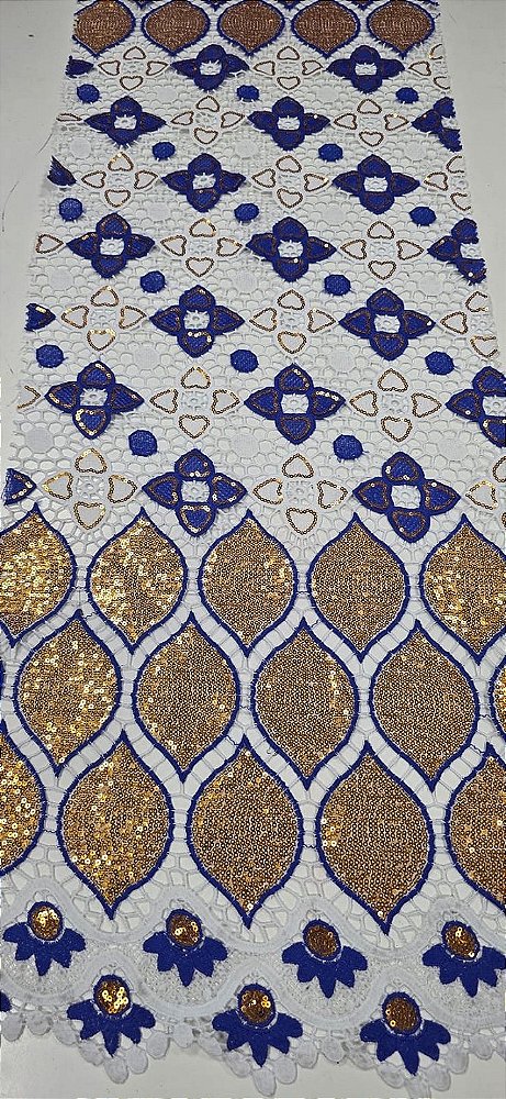 Africano Azul com Dourado Bordado Luxo