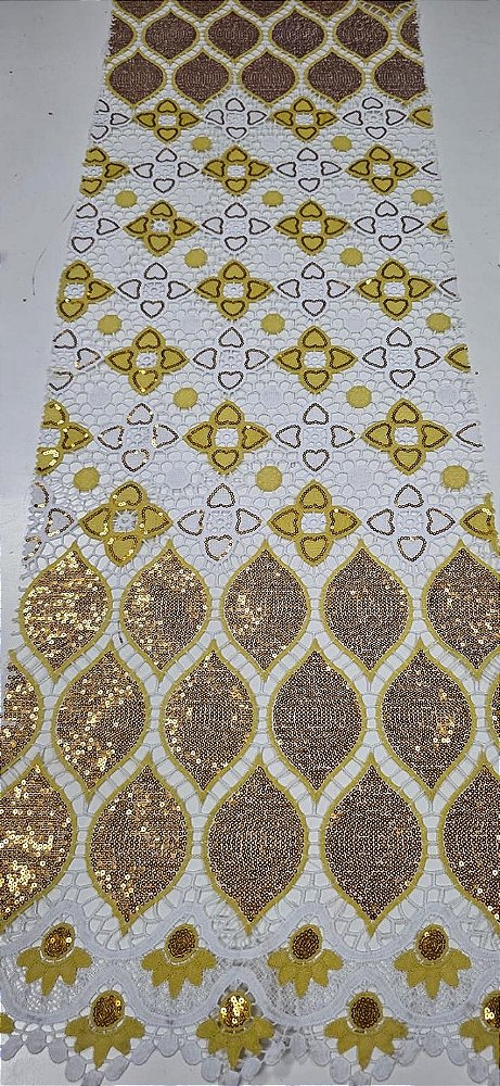 Africano Branco com Dourado Bordado Luxo