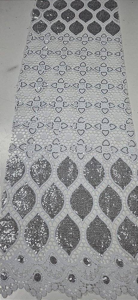 Africano Branco com Prata Bordado Luxo