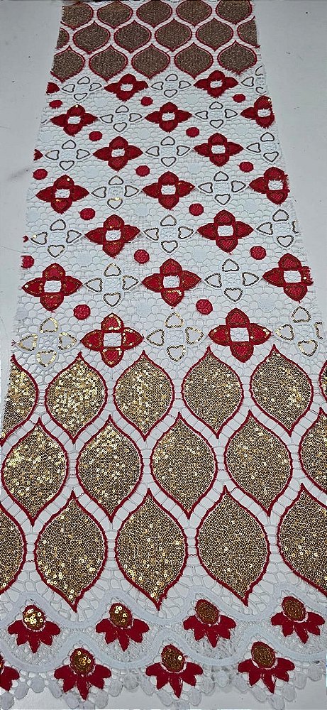 Africano Vermelho com Dourado Bordado Luxo