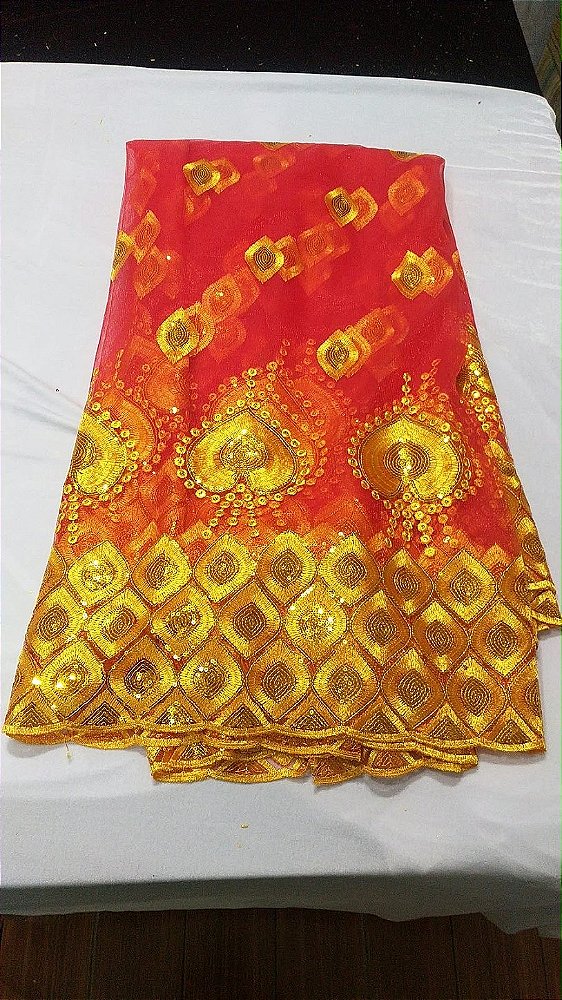 Africano Vermelho Bordado Luxo