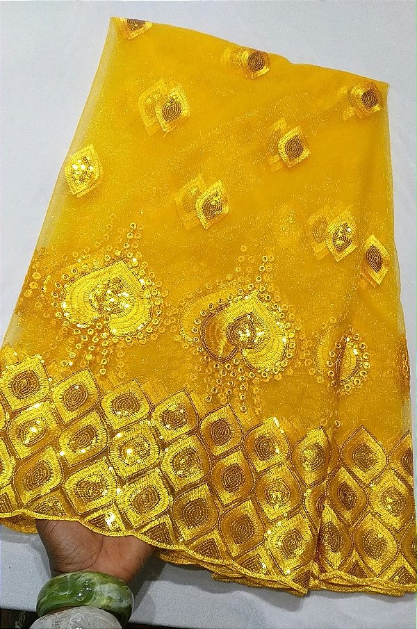 Africano Amarelo Bordado Luxo