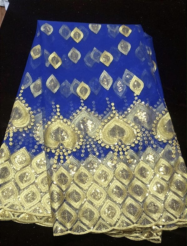 Africano Azul Bordado Luxo