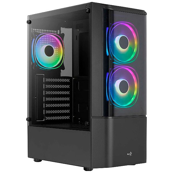 Gabinete Gamer Aerocool Quantum Preto RGB Lateral Vidro - LAF Computadores