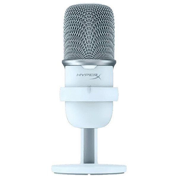 Microfone HyperX Solocast Branco USB Pedestal Ajustável Compatível PS4 PS5 Mac e PC - 519T2AA