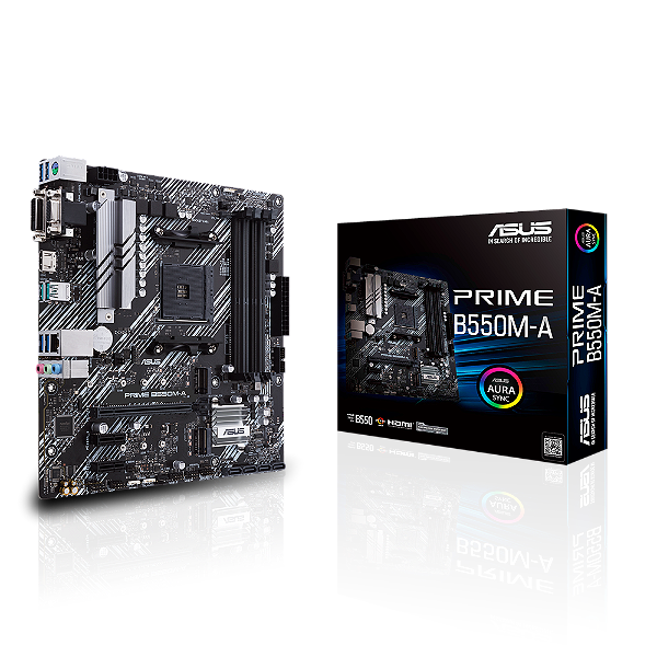 Placa Mãe Asus Prime B550M-A AMD AM4 mATX DDR4 Aura Sync RGB