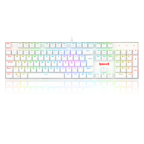 Teclado Mecânico Gamer Redragon Mitra Lunar White RGB Switch Marrom K551W-RGB
