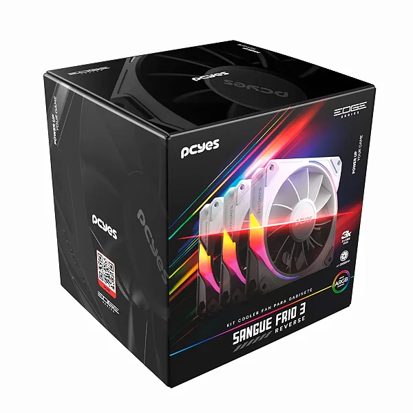 Kit Cooler Fan Para Gabinete 3Un Sangue Frio 3 Argb 5v 3p Black Vulcan Reverse 120Mm Pcyes - K3Argbsf3Rvbr