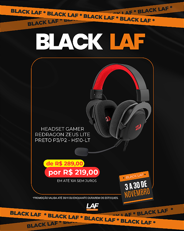 Headset Gamer Redragon Zeus Lite Preto P3/P2 - H510-LT