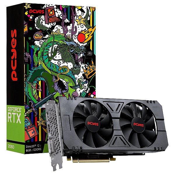 Placa de Vídeo RTX 2060 Gddr6 6GB 192 Dual Fan - Full Size- Graffiti Series - Pa2060Rtx6Gdf