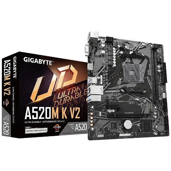 Placa Mãe Gigabyte A520M K V2 DDR4 M.2 NVMe PCIe Gen3 x4 Socket AMD AM4 M-ATX Chipset AMD A520 (rev. 1.0)