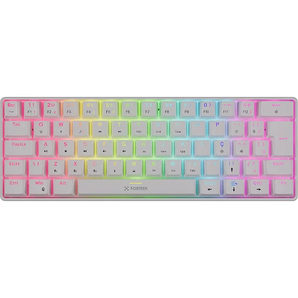 Teclado Mecânico Fortrek Gravity Air Compact Wireless Tri-Mode (Dongle/ Cabo / Bluetooth) Switch Brown Branco