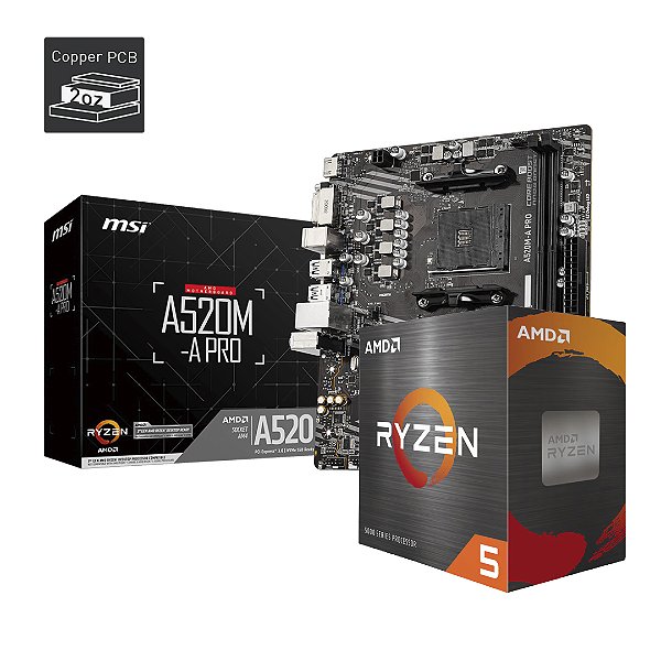 Kit Upgrade LAF, AMD Ryzen 5 5500, Placa Mãe A520M AM4