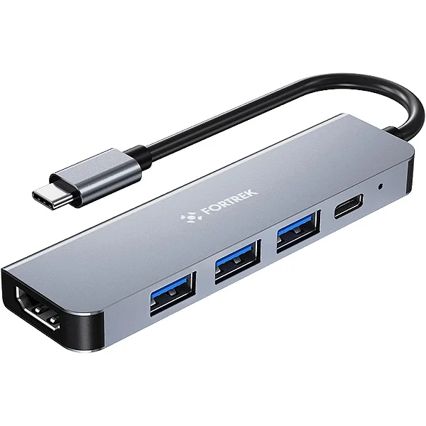 Hub USB-C 5 Portas 1x USB C 100w 1x USB A 3.0 2X USB 2.0 1x HDMI 4K Fortrek DC53
