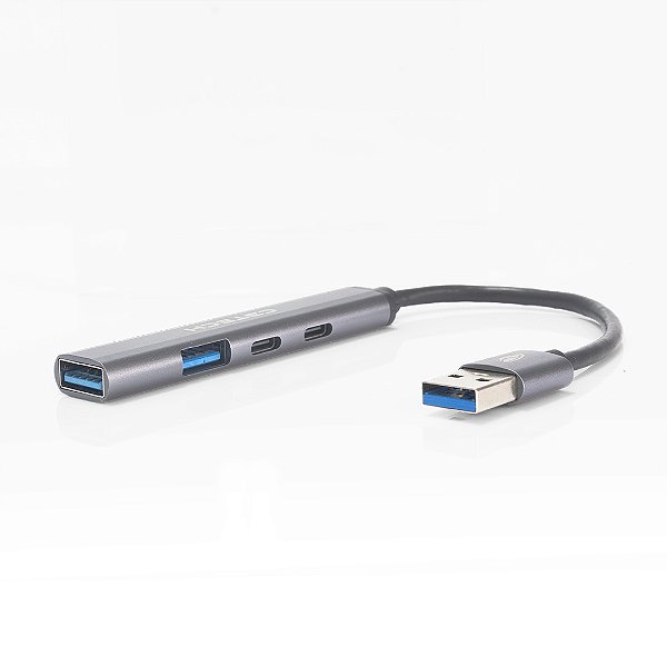 Hub USB 3.0 4 Portas 1x USB 3.0 1x USB 2.0 2x USB Tipo C 2.0 HU-330SI C3Tech