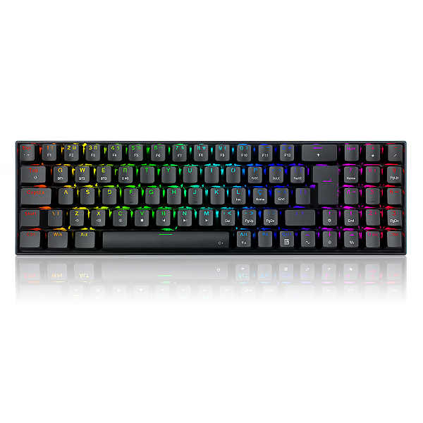 Teclado Mecânico Redragon Zed Pro Wireless/ BT/ Cabo RGB Preto Switch Marrom - K627P-WNS-B (PT-BROWN)