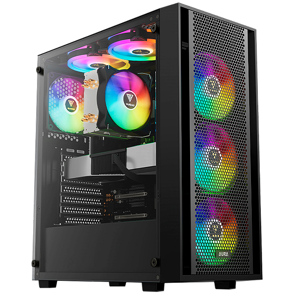 Gabinete Gamer Gamdias Aura GC2 Elite ARGB Preto com 4 fans