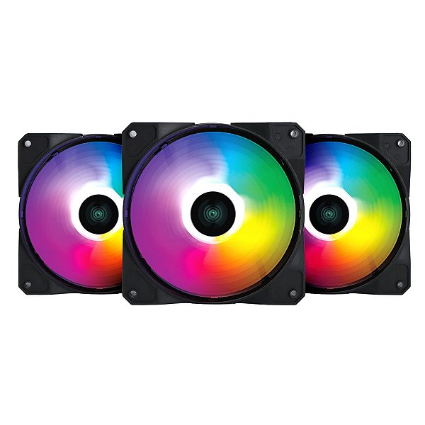 Kit Cooler Fan Gamer Para Gabinete 3Un Vinik V.ring 5.0 Full Blade 120Mm - Led Fixo 5 Cores - Fbladex3