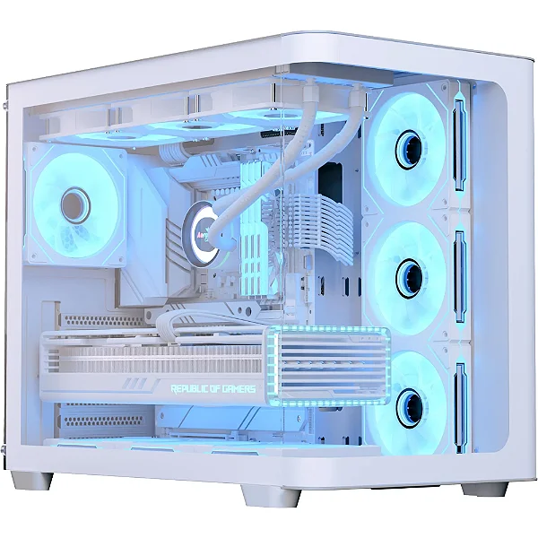 Gabinete Gamer Aerocool ATX P500C Branco Lateral Vidro c/ 4 Fans ARGB