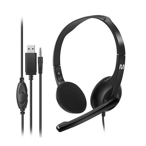 Headset Com Fio Hf250 Cabo De 150Cm P3 Com Adaptador Usb Com Controle De Volume Integrado - Ph467