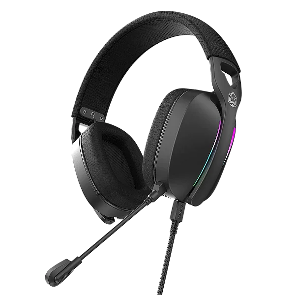 Headset Gamer Pcyes Nowy Black Vulcan Usb Surround Driver 40Mm Rgb Microfone Destacável - Hgnw40Bv