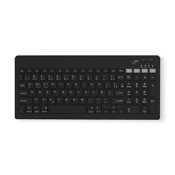 Teclado Sem Fio Bluetooth e Wireless Slim Get Shift Preto