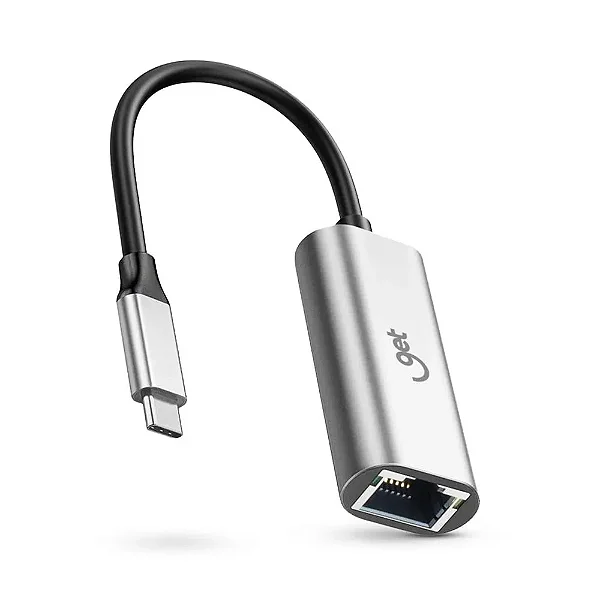 Cabo Adaptador de Rede USB-C para RJ45 Get Giga Ethernet 10/100/1000Mbps 18,5cm