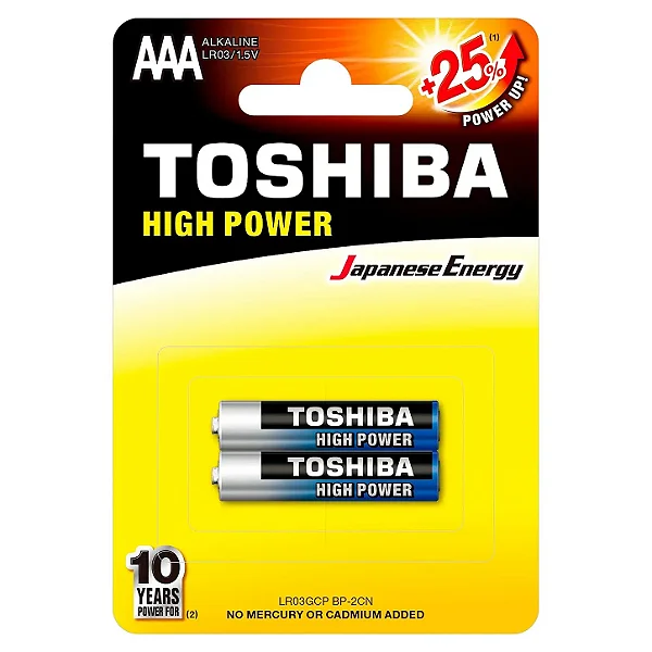 Pilha Alcalina AAA 1,5V LR03GCP (C/2 Pilhas) Toshiba
