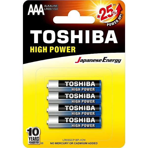 Pilha Alcalina AAA 1,5V LR03GCP (C/4 Pilhas) Toshiba