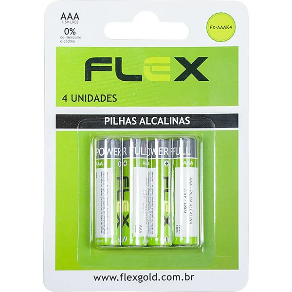 Pilha Alcalina AAA 1.5V (C/4 Pilhas) Flex
