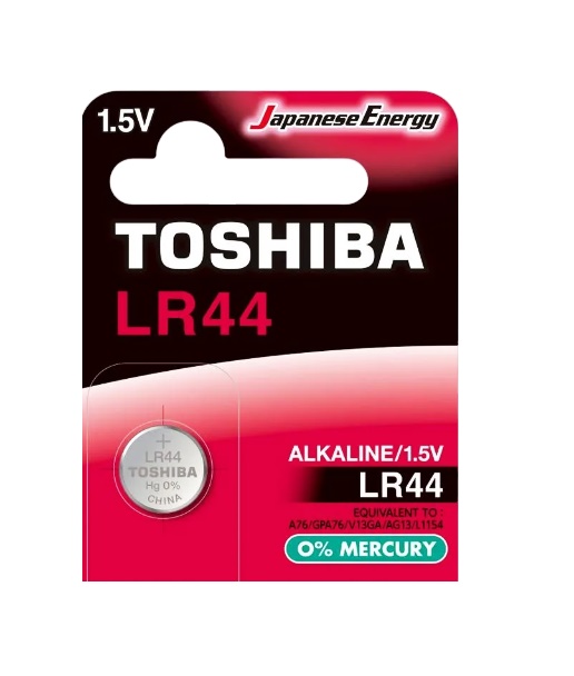 Pilha Botão Alcalina 1,5V LR44 Toshiba