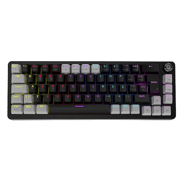 Teclado Mecânico 65% Pcyes Mecka Black Vulcan - Switch Blue - Led Rainbow - Tpmkbvbl