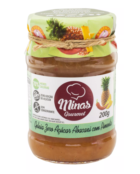 Geleia Zero Açúcar Abacaxi c/Pimenta 200Gr DIRETO FABRICA