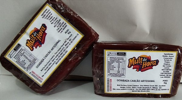 GOIABADA RETANGULAR CASCÃO ARTESANAL - 500g - CX 24UND -ATACADO FABRICA