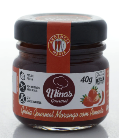Geleia Goumet de Morango c/Pimenta 40g Direto Fabrica