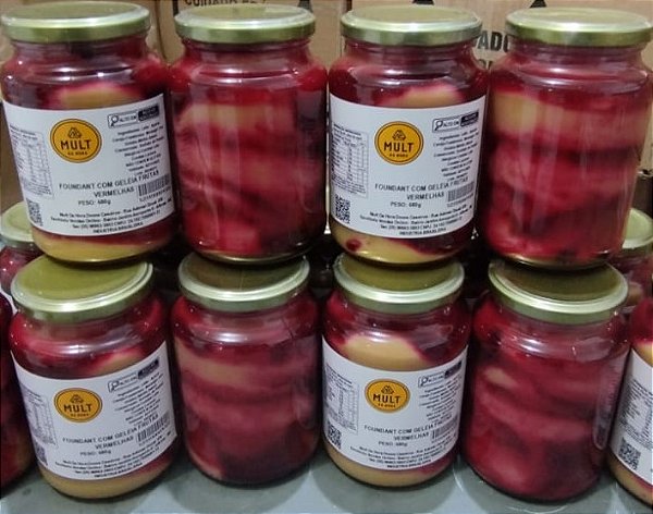 FOUNDANTE LEITE C/ GELÉIA FRUTAS VERMELHAS POTE 680G CX 15UND ATACADO DIRETO FABRICA