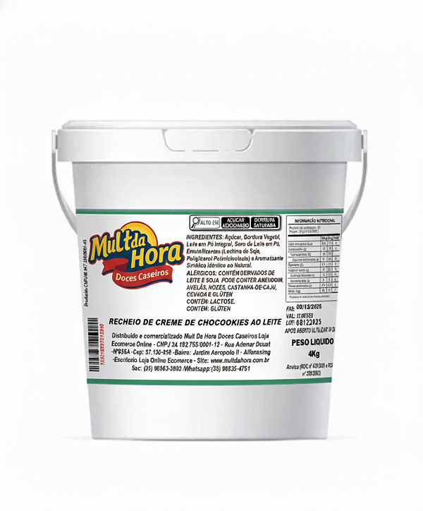 RECHEIO CHOCOKIES BRANCO BALDE 4KG ATACADO DIRETO DE FABRICA MULT DA HORA DOCES CASEIROS