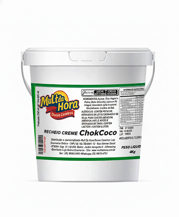 RECHEIO DE CREME CHOKCOCO BALDE 4KG ATACADO DIRETO FABRICA MULT DA HORA DOCES CASEIROS