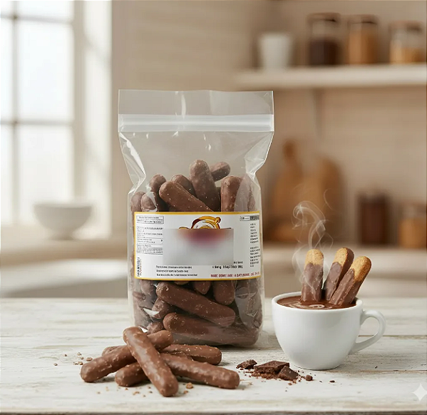 Biscoito Palito Chocolate Artesanal 180g 50 Unidades Atacado Direto Fabrica