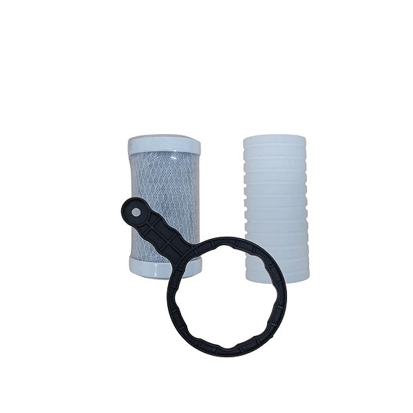 Kit filtros Carbon e PP de 5 pol com rosca 1/2 mais Chave