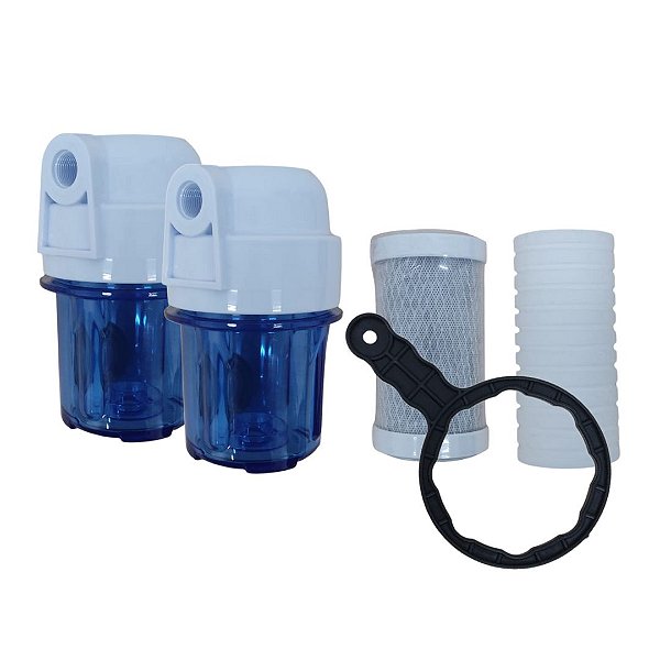 Kit 2 Carcaças Azul mais filtros Carbon e Ranhurado 5 1/2