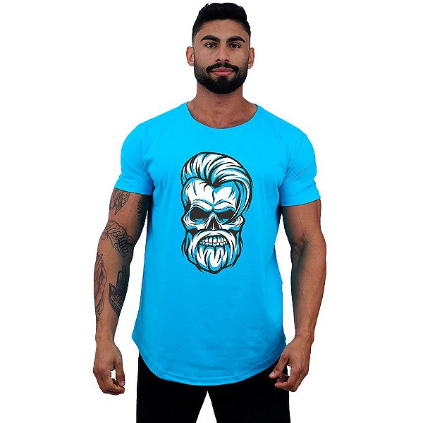 Camiseta Longline Masculino Manga Curta MXD Conceito Bad Skull